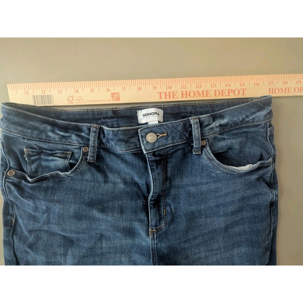 Sonoma Goods For Life Bermuda Shorts Women 16 Blue Denim Cotton Cuffed High-Rise - Picture 10 of 16